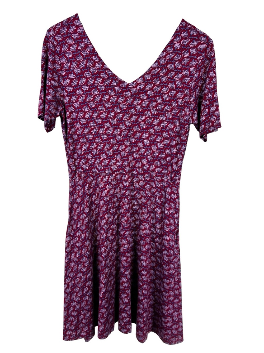 Dharma Wine Pink V-Neck Short Sleeve Fit & Flare Dress Size Medium